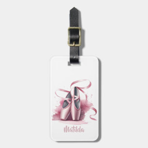 Personalised Ballerina Pink Ballet Shoes  Luggage Tag