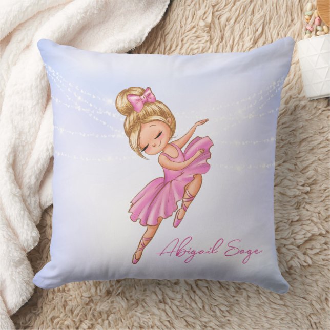 Personalised Ballerina Pink, Purple Pretty Ballet Cushion (Blanket)