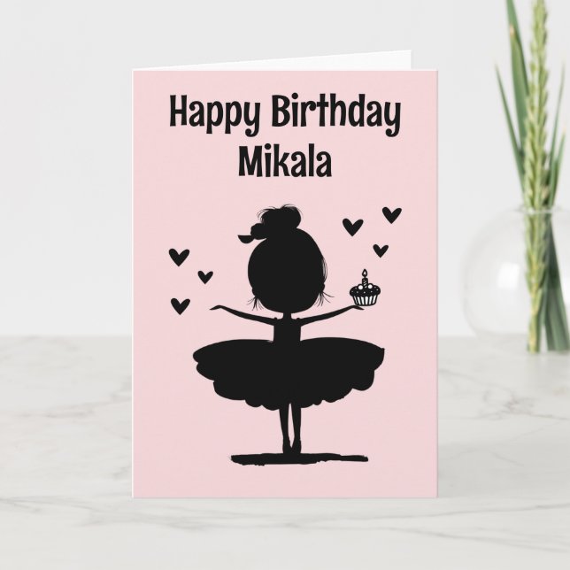 Personalised Ballerina Silhouette Birthday Card (Front)