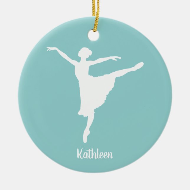 Personalised Ballerina Silhouette Ceramic Ornament (Front)