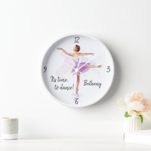 Personalised Ballerina 'Time to Dance' (plus name) Clock
