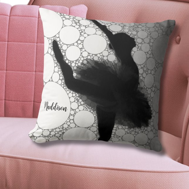Personalised Ballet Dancing Ballerina Cushion (Unique Black White Dancing Ballerina Throw Ballet Pillow)