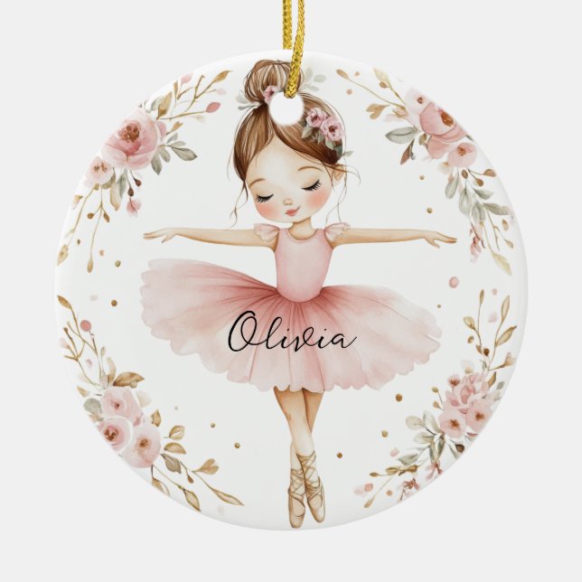 Personalised Ballet Girl Ceramic Ornament (Front)