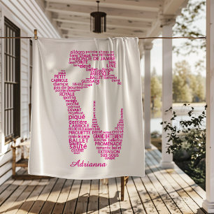 Personalised Ballet Shoe Typography Fleece Blanket