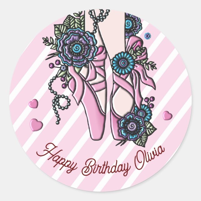 Personalised Ballet Shoes Classic Round Sticker (Front)