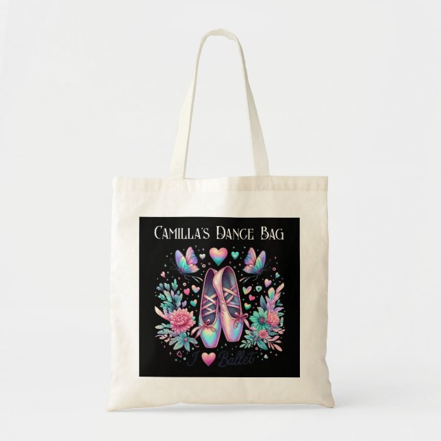 Personalised Ballet Shoes Dance Tote Bag (Front)
