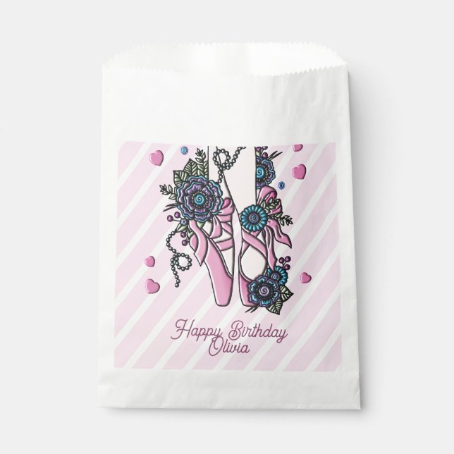 Personalised Ballet Shoes Favour Bag (Front)