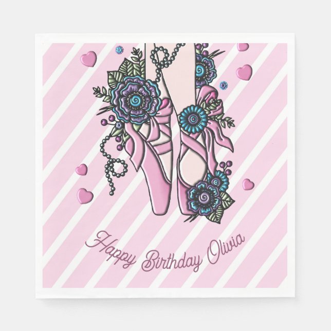 Personalised Ballet Shoes Napkin (Front)
