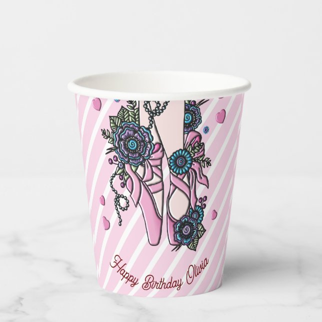 Personalised Ballet Shoes Paper Cups (Front)