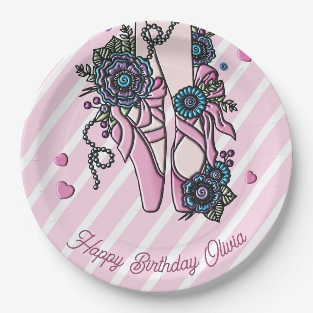Personalised Ballet Shoes Paper Plate (Front)