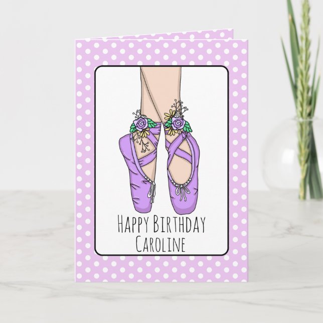 Personalised Ballet Slippers Ballerina Birthday Ca Card (Front)