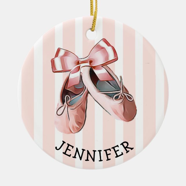 Personalised Ballet Slippers Christmas Ornament (Front)