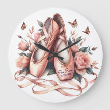 Personalised Ballet Slippers & Roses Wall Clock
