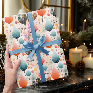 Personalised Balloon Celebration, Photos & Names Wrapping Paper