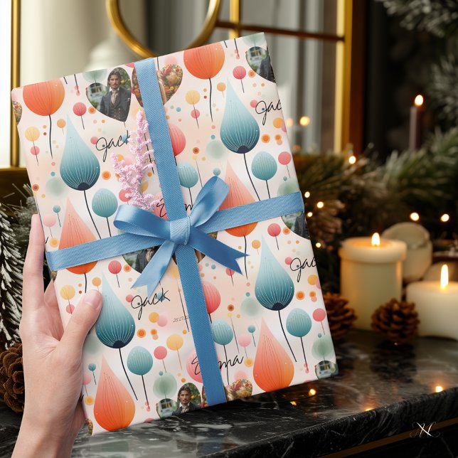 Personalised Balloon Celebration, Photos & Names Wrapping Paper (Creator Uploaded)