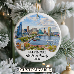 Personalised Baltimore Ornament, Custom Maryland Ceramic Ornament