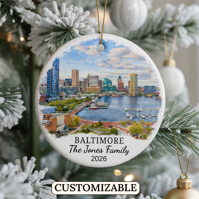Personalised Baltimore Ornament, Custom Maryland Ceramic Ornament (Creator Uploaded)