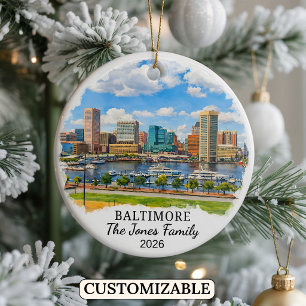 Personalised Baltimore Ornament, Custom Maryland Ceramic Ornament