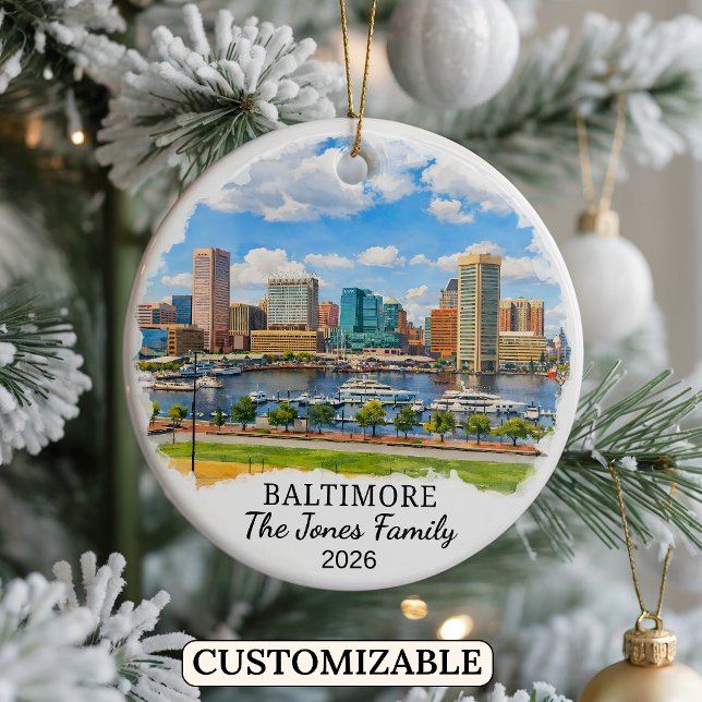 Personalised Baltimore Ornament, Custom Maryland Ceramic Ornament (Creator Uploaded)