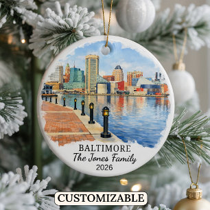 Personalised Baltimore Ornament, Custom Maryland Ceramic Ornament