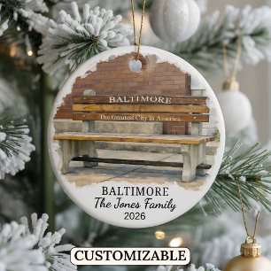 Personalised Baltimore Ornament, Custom Maryland Ceramic Ornament