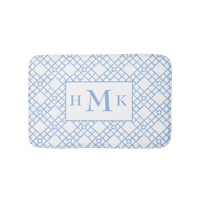 Personalised Bamboo Lattice Monogram  Bath Mat (Front)