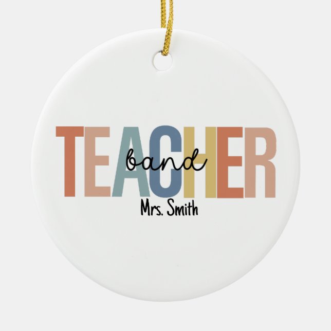 Personalised Band Teacher Christmas Ceramic Ornament (Front)