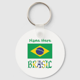 Personalised Bandiera Brasil Round Aluminium Key Ring