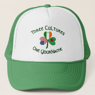 Personalised Bangladesh Ireland USA Shamrock Flag Trucker Hat