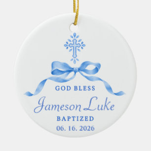 Personalised Baptism 2026 Baby Photo & Name Ceramic Ornament