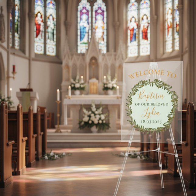 Personalised Baptism Acrylic Welcome Sign (Creator Uploaded)