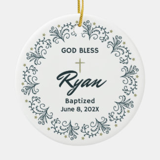 Personalised Baptism Boy Gift Photo Keepsake Ceramic Ornament