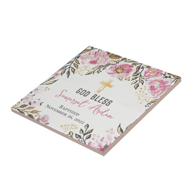 Personalised Baptism Ceramic Tile (Side)