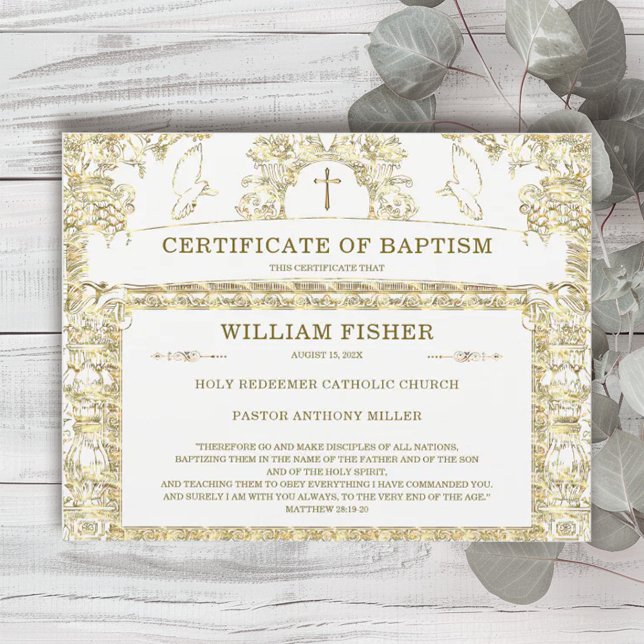 Personalised Baptism Certificate Template Editable (Creator Uploaded)
