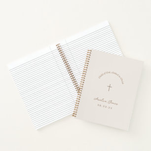 Personalised Baptism Gift Cross Beige Notebook