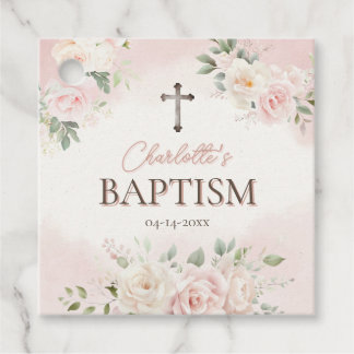 Personalised Baptism Gift Tags - Roses Favour Tag