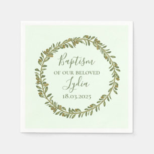 Personalised Baptism Olive Wreath Paper Napkin