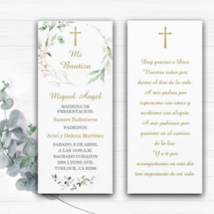 Personalised Baptism Prayer Card in Spanish
