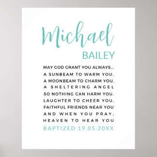 Personalised Baptism Printable, Boy Baptism Gift  Poster