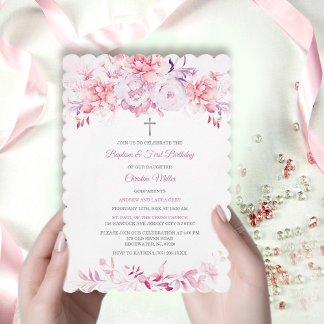 Personalised Baptism With Godparents Name Invitation