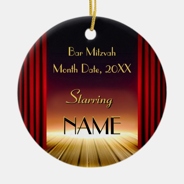 Personalised Bar Mitzvah Dance Floor Giveaways Ceramic Ornament (Front)