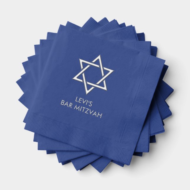 Personalised Bar Mitzvah Foil Stamped Napkins (Insitu (Stacked))