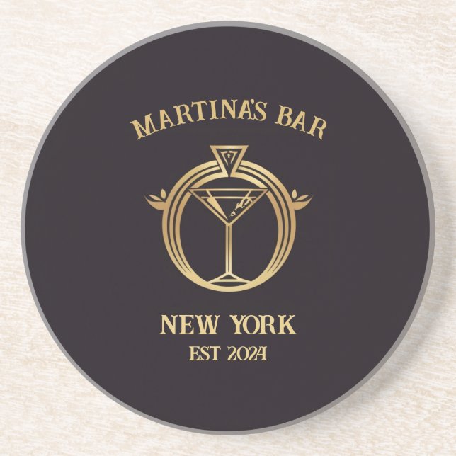 Personalised Bar Sign Bar Coaster with Custom Name (Front)
