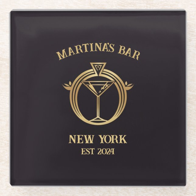 Personalised Bar Sign Bar Coaster with Custom Name (Front)