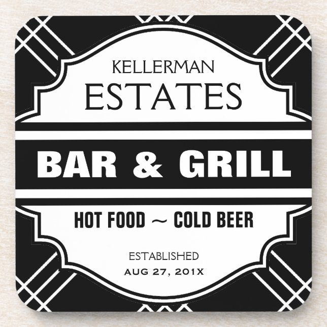 Personalised Bar Sign for Man Cave Coaster (Front)
