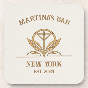 Personalised Bar Sign Martini Logo Custom Name Coaster