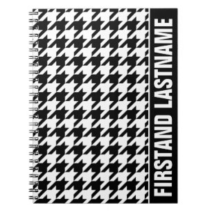 Personalised Bar Tab Black Houndstooth Notebook