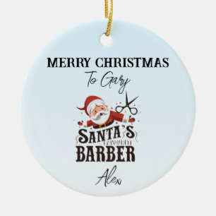 Personalised Barber Christmas Card Ceramic Ornament