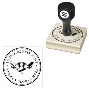 Personalised barber Round Rubber Stamp
