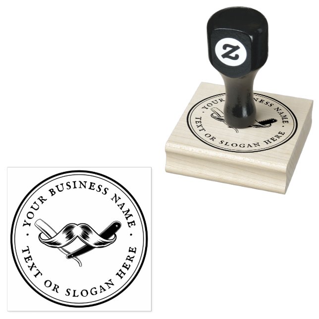 Personalised barber Round Rubber Stamp (Stamped)